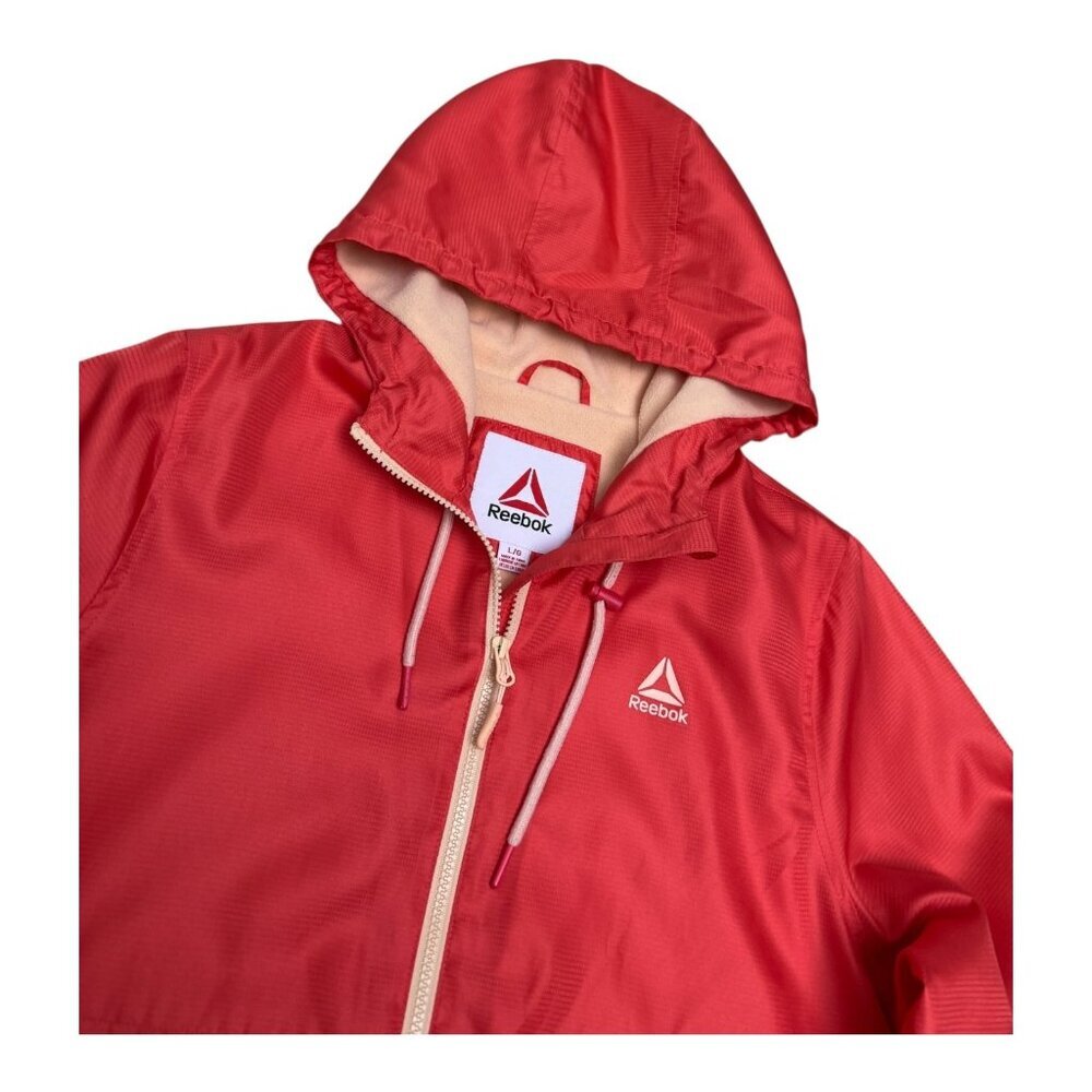 REEBOK Light Activewear Peach Hooded Windbreaker Fleece Jacket Womens Large - Picture 4 of 8